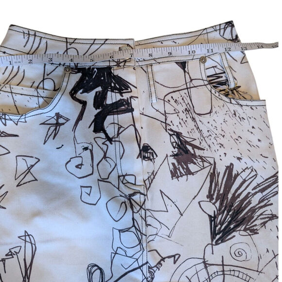 Vintage John Galliano Skirt Denim Pencil Sketches Printed Kendall Jenner Owned - Picture 5 of 13